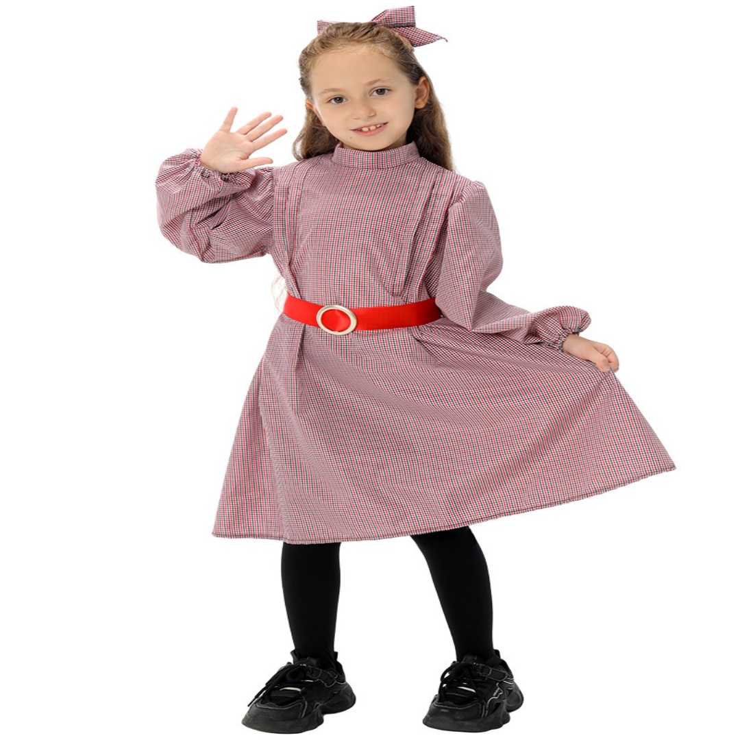 Costume Da Pioniere Vittoriano Per Bambina - Abito Floreale Con Grembiule E Cappellino, Vestito Colonial Prairie - 4