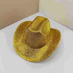 Sombrero de Vaquero Dorado al por Mayor para Mujer, Estilo Occidental, PVC Ecológico, en Blíster - Product Image 6