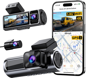 <span class=keywords><strong>Amazon</strong></span> Bestseller NEU 3-Kamera-Objektiv 5G WiFi 3,2 Zoll Auto-DVR 24H Dashcam 4K Dash-Kamera Fischaugen-Videorekorder 4K Black Box - Product Image 1