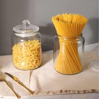 Bocal en verre transparent personnalisé de grande capacité (0,5 L, 2 L, 3 L, 5 L) avec couvercle hermétique pour le stockage alimentaire, le thé et les cornichons