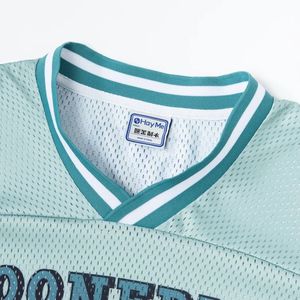 Camiseta de Fútbol Americano de Poliéster con Malla, Estilo Boxy Fit, Hombros Caídos, Diseño Gráfico Vintage, Sublimación Personalizada, Transpirable y de Secado Rápido - Product Image 4