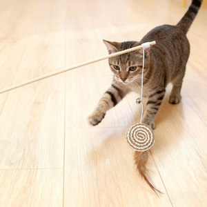 Juguete para Gatos con Mango de Madera, Varita de Pesca Interactiva con Plumas para Gatos - Product Image 4