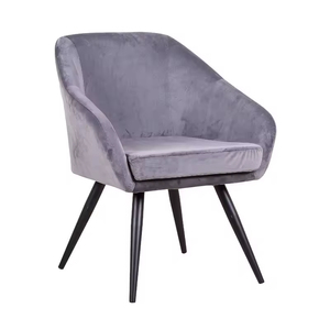 Sedia da Pranzo di Design Moderno <span class=keywords><strong>in</strong></span> <span class=keywords><strong>Tessuto</strong></span> Vellutato con Struttura <span class=keywords><strong>in</strong></span> Metallo e Gambe Verniciate a Polvere Nera - Product Image 2