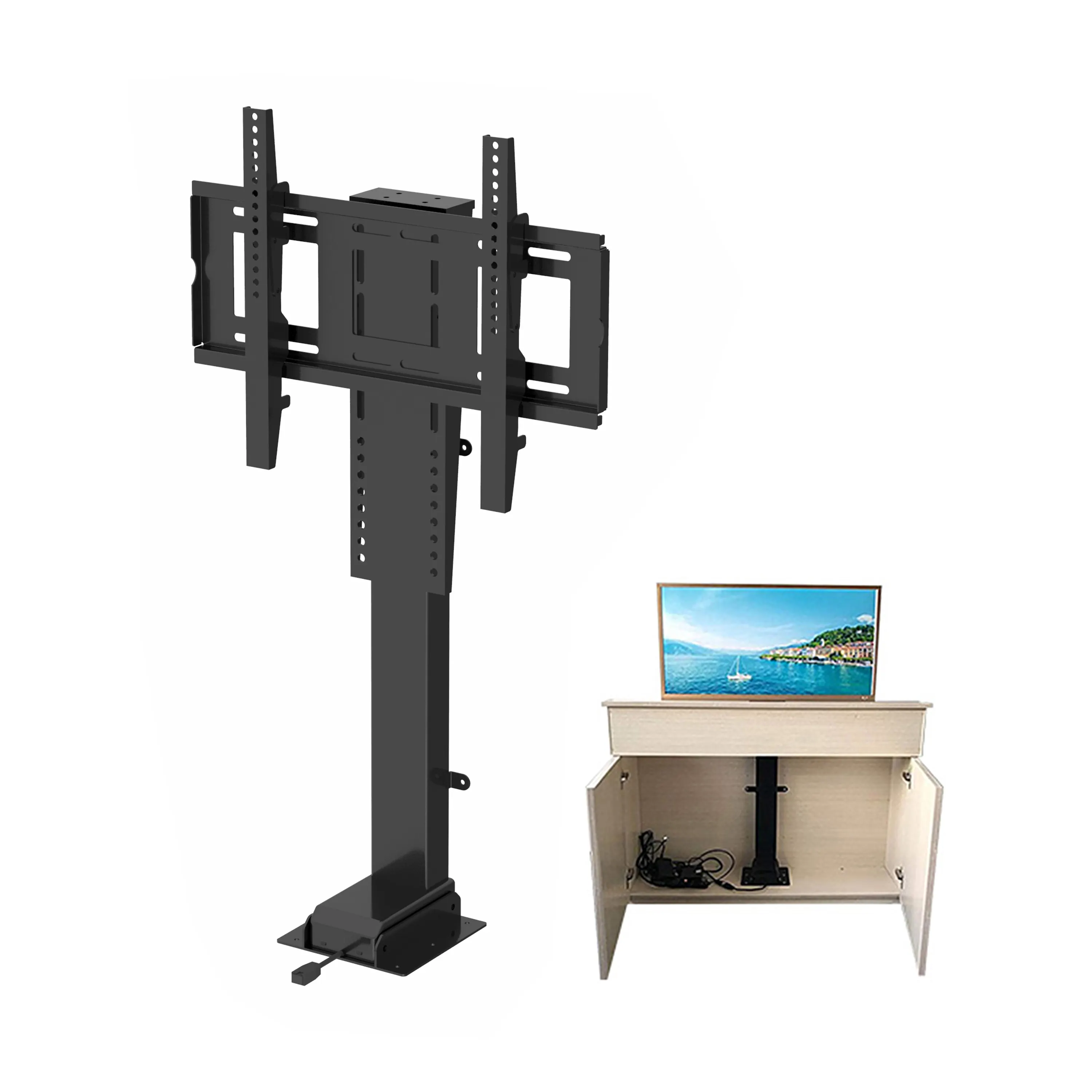 Living Room Hall Furniture I Shaped Unit Lift Lcd Tv Cabinet Modern for Wooden Antique Designs