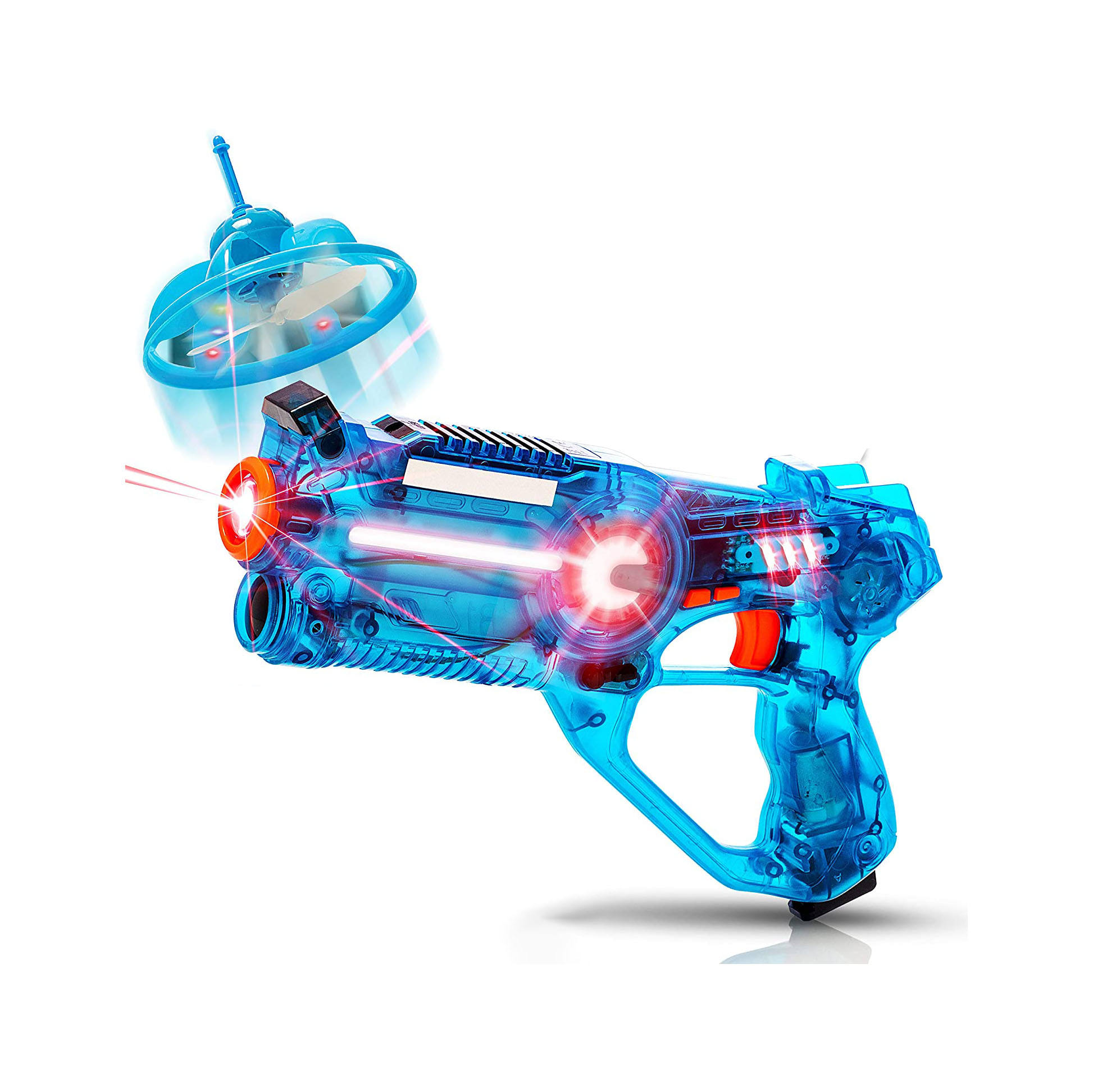 Kids Laser Tag Gun Game with Flying Toy Drone Target, Infrared Lazer Shooting Game for LED Effects, Sounds, and 4 Gun Modes