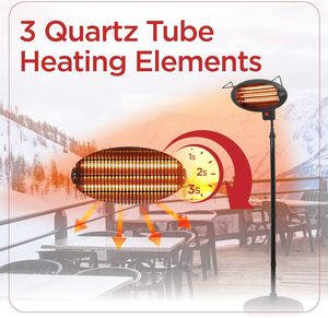 Outdoor Infrared <b>Heater</b> Waterproof Patio <b>Heaters</b> Electric Garden,living Room Floor Standing 3pcs Halogen Tubes Free Spare Parts - Product Image 5