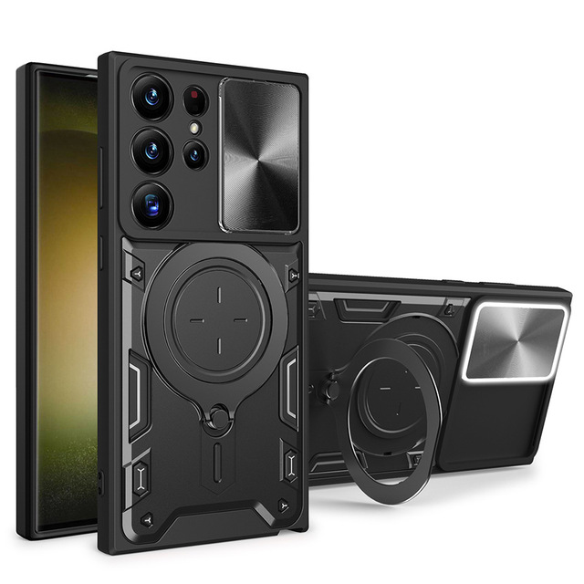 Popular Sliding Lens Phone Cases for Samsung Galaxy S26 S25 S24 S23 S22 S21 Ultra Shock Camera Protection Ring Holder Back Cover