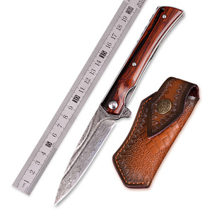 Tinh Tế Handmade Damascus Dao Thép Xách Tay EDC Chiến Thuật Tự Vệ Folding Hunting Knife Với Vỏ Bọc - Product Image 1