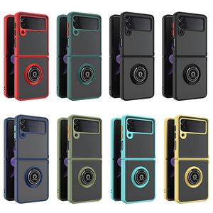 Qiying funda de teléfono móvil de PU de alta calidad para Samsung Z <span class=keywords><strong>Flip4</strong></span>/Z Fold4 soporte de anillo a prueba de golpes funda de coche embalaje al por menor - Product Image 1