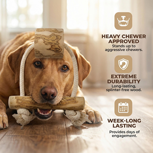 Jouets à mâcher pour chiens en corde de coton et bois de café écologiques - Jouet d'entraînement interactif durable pour chiens, utilisation quotidienne, haute qualité, personnalisable - Product Image 4