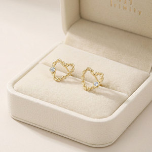 Pendientes de diamantes naturales auténticos de oro macizo de 18 quilates con forma de corazón, joyería fina al por mayor, regalo para mujer, los más vendidos. - Product Image 5
