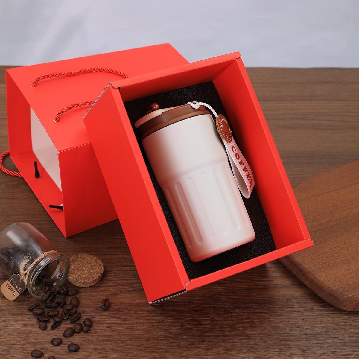 Temperature-controlled coffee mug, brown - 450ml [Gift Box]