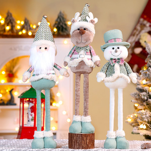 Nouvelles figurines de Noël en tissu de style dessin animé, décorations télescopiques, Père Noël, bonhomme de neige, renne, poupée à longues jambes, cadeau de Noël - Product Image 4