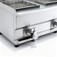 Friteuse électrique commerciale de comptoir à double cuve, grande capacité, en acier inoxydable, à chauffe rapide, avec valve