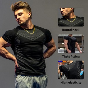 メンズフィットネススポーツTシャツカスタムロゴクイックドライカジュアル高弾性トレーニングアクティブウェア筋肉タイトフィット夏XXL - Product Image 3