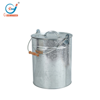 Seau à cendres en métal de 4 gallons avec couvercle et poignée en bois