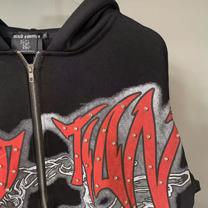 Hot Bán Chất Lượng Hàng Đầu 100% Cotton Zip Lên Hoodies Heavyweight In Thời Trang Phố Người Đàn Ông Của Quần Áo Hỗn Hợp Emotiones Áo Cho Nam Giới - Product Image 4