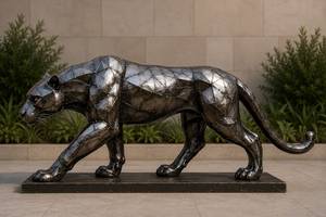 Escultura de Pantera Grande de Metal, Estatua Geométrica Negra para Jardín Exterior, Hotel, Villa, Decoración Comercial de Animales, Venta al por Mayor para Exportación - Product Image 2
