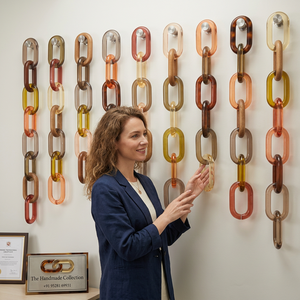 Escultura de Pared de Cadena de Eslabones de Resina Hecha a Mano, Forma Irregular, Patrón Colorido, Decoración Moderna para el Hogar - Product Image 1