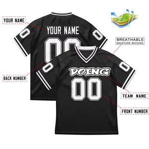 Vente en gros de vêtements de sport de football américain tout noirs personnalisés maillot de <span class=keywords><strong>rugby</strong></span> pour hommes conçu pour les équipes à haute durabilité et style - Product Image 2