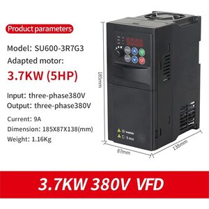 Tdiozabkx SU600 VFD Converter 3.7KW 380V อินพุต3PH เอาต์พุต3PH ความถี่อินเวอร์เตอร์ไดรฟ์ปรับความเร็วได้ - Product Image 5