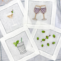 Serviettes carrées en coton bio 100% durables, à motifs modernes brodés et imprimés, écologiques, réutilisables, personnalisables