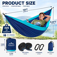 Hamac de camping léger et durable en nylon, portable, avec sangles d'arbre et mousquetons, pour le camping, le jardin et la détente, capacité 400 lb