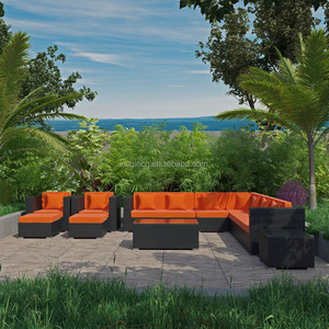 Ensemble de canapés au design classique, meubles d'extérieur pour la maison, salon de jardin, salon de jardin en rotin tressé, coussins épais, ensemble de canapés 9 places - Product Image 3