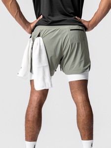 Shorts de sport d'été pour hommes en nylon avec cordon de serrage, pour la course, l'entraînement musculaire, élastiques, séchage rapide, double couche, pour le basketball - Product Image 2