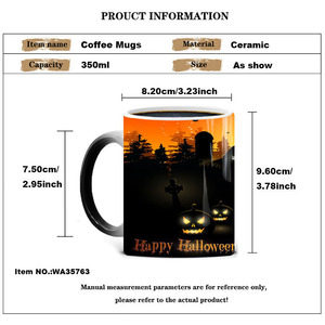 Logotipo personalizado Calabaza Calaveras Linternas <span class=keywords><strong>Tazas</strong></span> de cerámica Caliente Sensible Cambio de color Taza mágica Sublimación <span class=keywords><strong>para</strong></span> el Día de Todos los Santos - Product Image 2