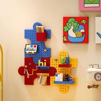 JOOHUB Étagère de séparation pour entrée, panneau perforé mural DIY sans perçage, rangement classique pour blocs de construction en plastique