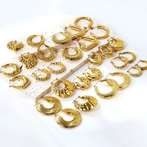 Boucles d'oreilles créoles géométriques en acier inoxydable plaqué or 18 carats pour femme, bijoux de mode pour tous les jours - Product Image 1