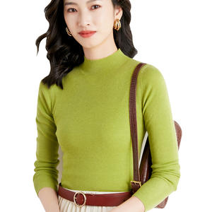 <span class=keywords><strong>Pull</strong></span> en laine fine coréenne, nouvelle collection automne-hiver 2025, pour femme, coupe ajustée, col roulé mi-haut, couleur unie, anti-boulochage, 100g - Product Image 5