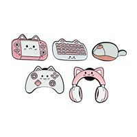 Ensemble de badges en émail souple personnalisés avec oreilles de chat mignonnes, badges pour console de jeu, clavier et casque