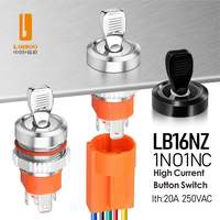 Interruptor de Palanca LED Metálico a Prueba de Agua LANBOO LB16NZ de 16 mm y 15 A de Alta Corriente con Indicador de 24 V, Venta Directa de Fábrica, Montaje en Panel