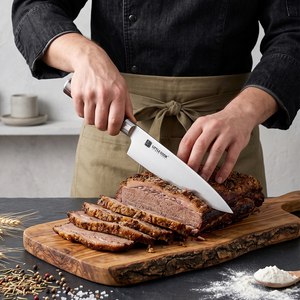 Juego de 6 Cuchillos de Cocina Profesionales de Acero Alemán X50CrMoV15, Cuchillos de Acero Inoxidable con Mango Ergonómico de Madera Pakka para OEM - Product Image 5