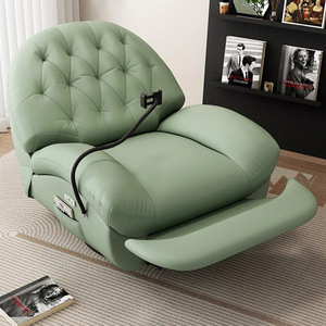 Poltrona Moderna Nordica Girevole a 360 Gradi, Sedia Relax con Braccioli, Divano Reclinabile in Tessuto o Pelle - Product Image 6