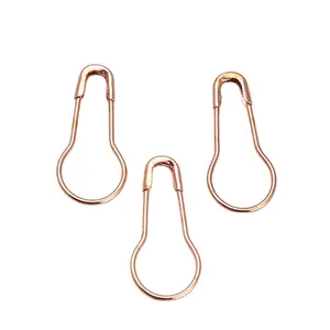 Garment Hang Tag Rose Gold Color Bulb Safety Pin Brass Metal Pear Shaped Safety Pins