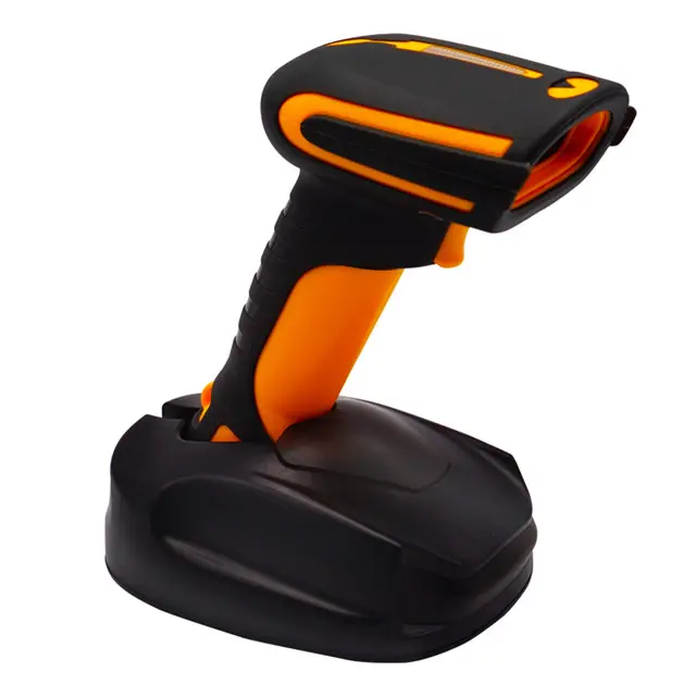 Long read distance Portable handheld barcode QR code scanner with desktop charger
