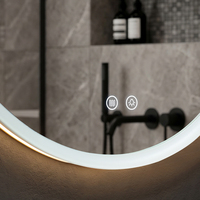 Espejo de Vanidad Redondo Moderno con Iluminación LED Inteligente IP44, Antivaho, de Pared, con Luz Ajustable para Uso en Hoteles y Apartamentos