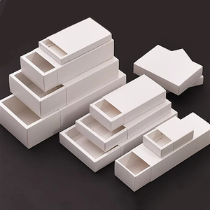 Scatola di gioielli pieghevole in carta pieghevole in piccolo cartone bianco Kraft nero personalizzato - Product Image 2