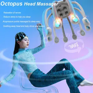 Hezheng 2023 New không dây bạch tuộc Head Massager thiết kế với âm nhạc-có thể sạc lại cơ bắp căng thẳng cứu trợ Massager