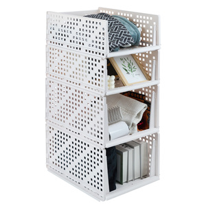 Foldable Stackable Wardrobe Organizer <b>Drawers</b> Collapsible Plastic Storage Baskets for <b>Clothes</b> Closet & Bedroom - Product Image 2