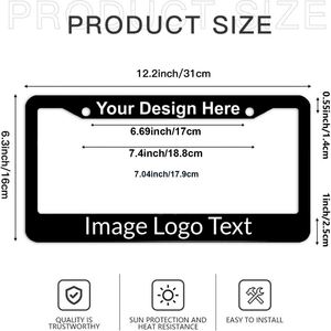 Cadre de plaque d'immatriculation de voiture en alliage de haute qualité / support de plaque d'immatriculation avec logo personnalisé - Product Image 3