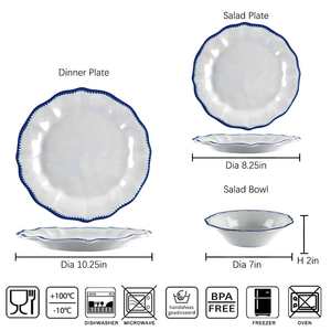 SEBEST fábrica personalizada línea azul elegancia melamina cena conjunto vajilla verano platos cuencos boda ecológico - Product Image 3