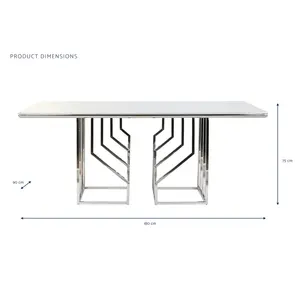 Tavolo da Pranzo in Acciaio e Vetro 180x90x75 cm Effetto Marmo - Product Image 5