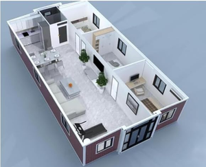 Casa Container Espandibile a Doppia Ala In Pronta Consegna, Ideale per Famiglie, con 2 Camere da Letto e Set di Mobili Completo - Product Image 4
