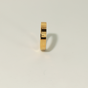 18K Gold Plated Stainless Steel <b>Ring</b> Minimalist Chinese Style Geometric Inlay Band for Women Wedding Gift Jewelry - Product Image 2