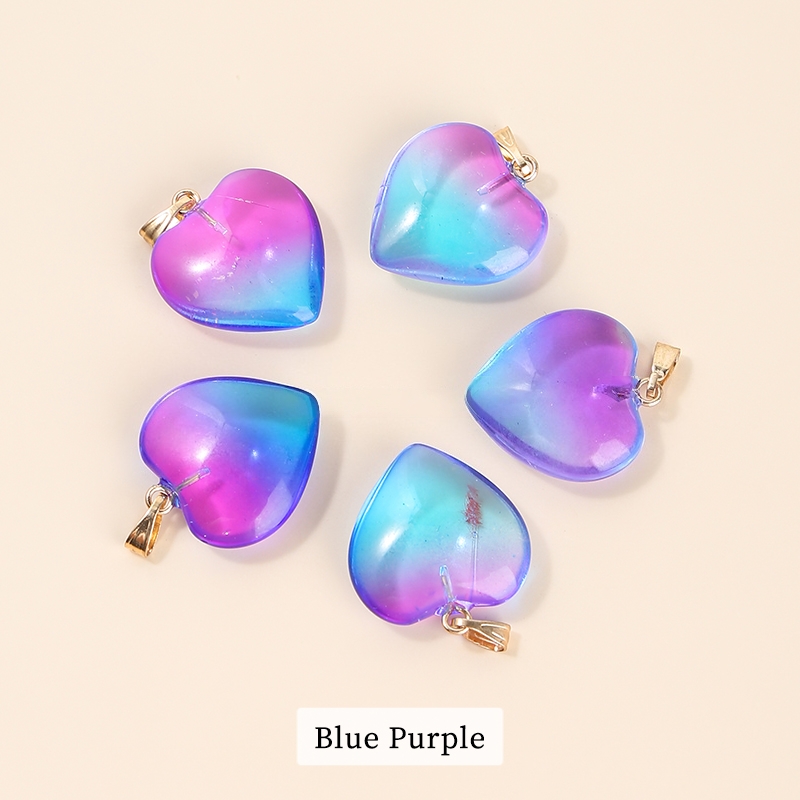 Ciondolo a forma di cuore in vetro blu viola