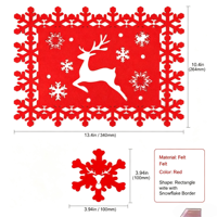Sous-verres et sets de table en feutre non tissé écologique de 2 mm d'épaisseur, motif Noël personnalisé, dessins animés mignons, artisanat de Noël, décoration de la maison et de la salle à manger